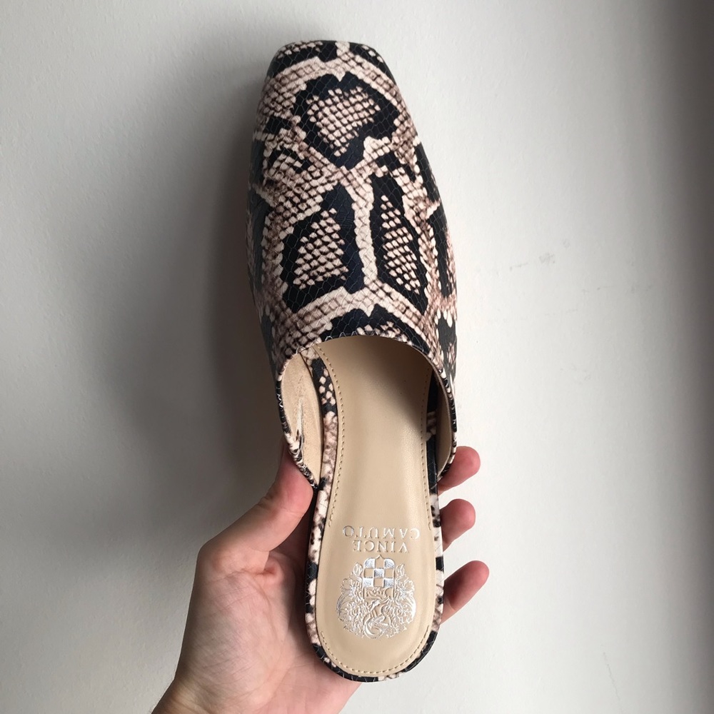 Vince Camuto Python Leather Mules